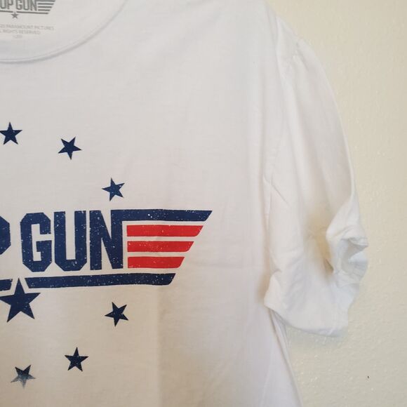 Top Gun T-Shirt Logo Circle Of Stars Graphic Print Mens Size XL White - Picture 7 of 10